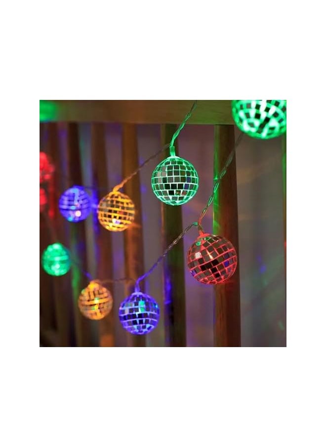 The Bros 10 Colored Lights LED Disco Ball Mirror LED Party Light String Christmas Lanterns, Battery Operated Portable Decorative Novelty Christmas Holiday Hanging Fairy Light Garland for Indoor/Outdoor  - Image 4
