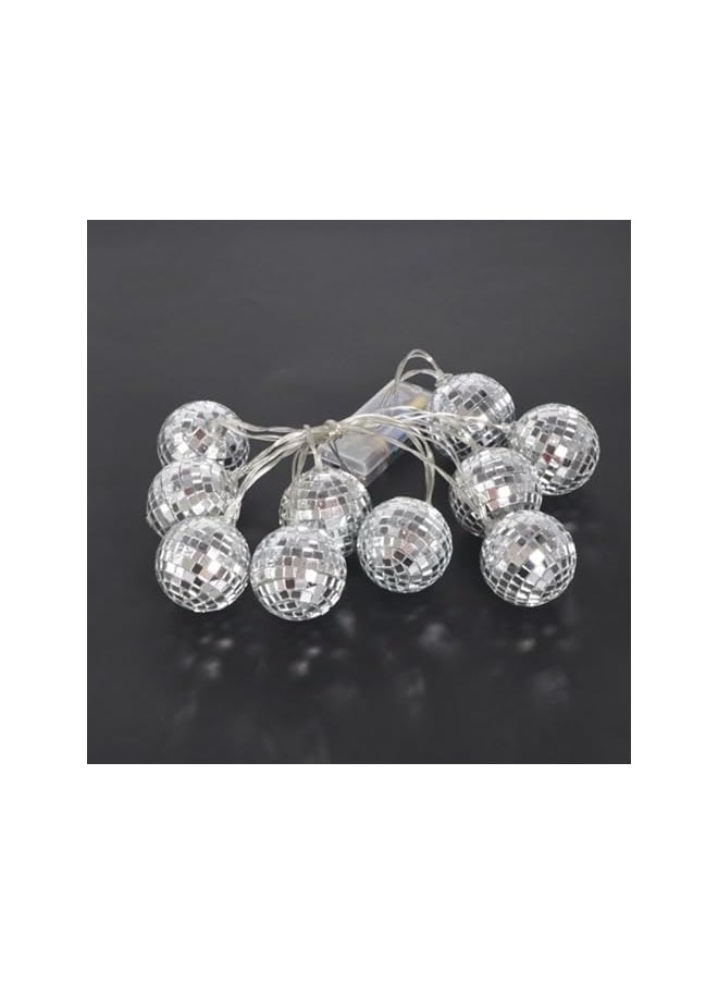 The Bros 10 Colored Lights LED Disco Ball Mirror LED Party Light String Christmas Lanterns, Battery Operated Portable Decorative Novelty Christmas Holiday Hanging Fairy Light Garland for Indoor/Outdoor  - Image 5
