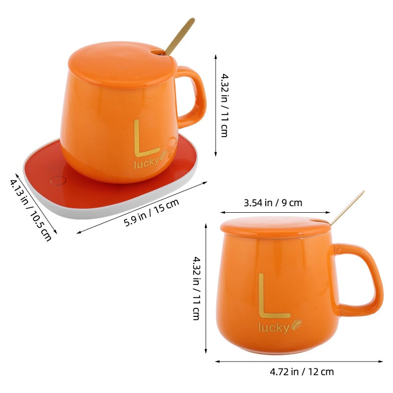 USB Cup Warmer With Ceramic Mug Auto Shut Off Beverage Heater For Office Home Travel - Image 3