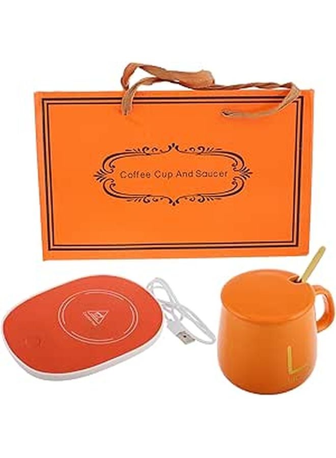 USB Cup Warmer With Ceramic Mug Auto Shut Off Beverage Heater For Office Home Travel - Image 1