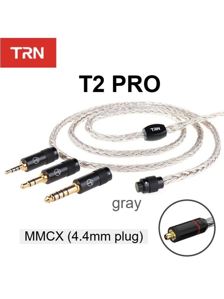 TRN T2 Pro Earphone Cable, 4.4mm Plug, Mmcx, Gray - Image 1