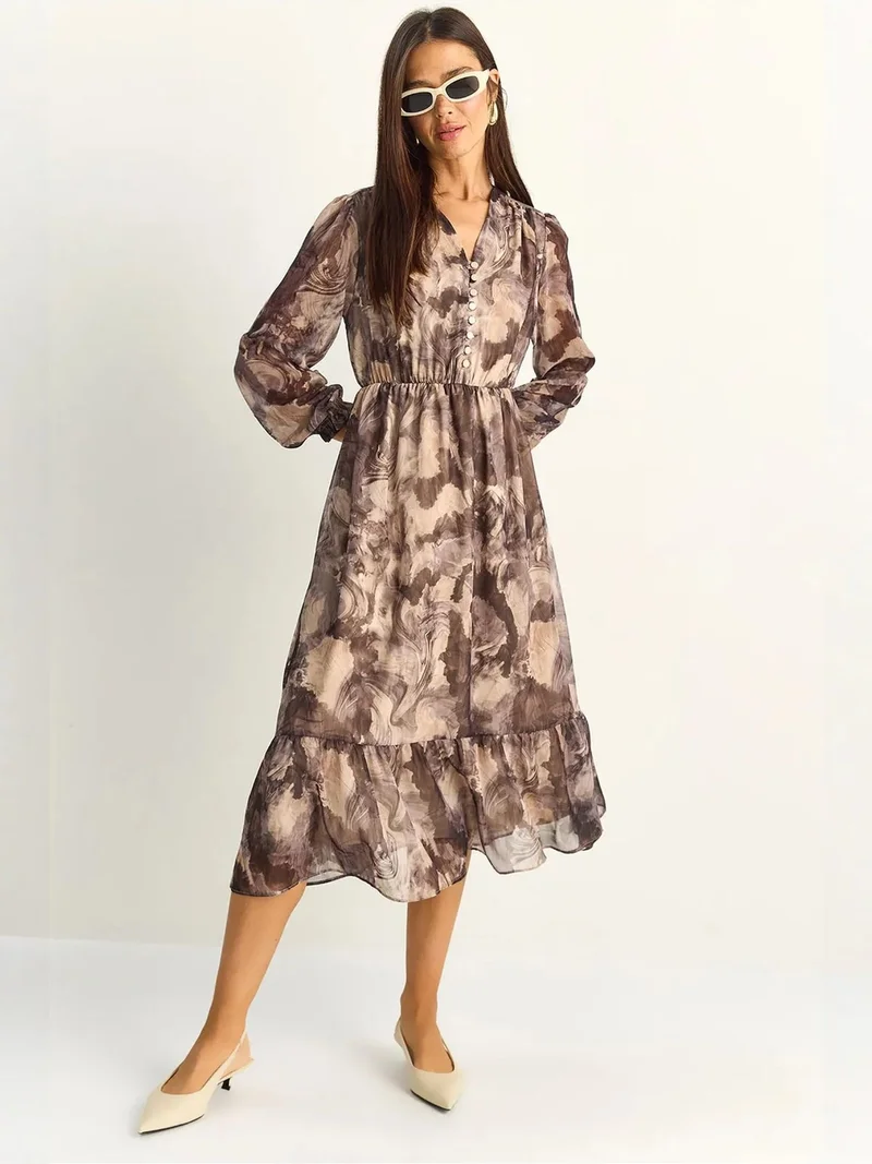 بيانكو لوتشي LUCCI Paisley V-Neck Midi Dress