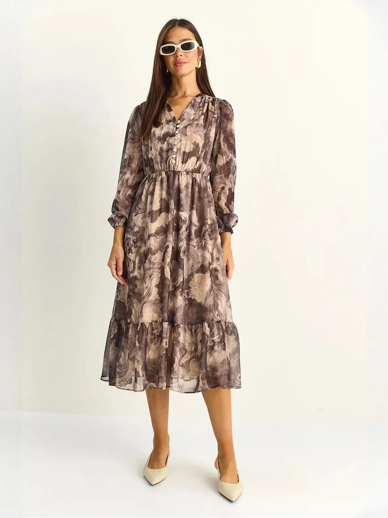 بيانكو لوتشي LUCCI Paisley V-Neck Midi Dress