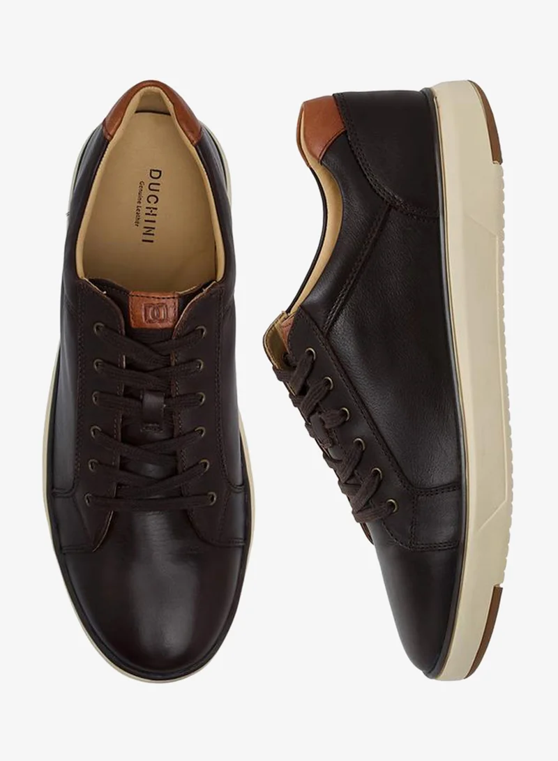 DUCHINI Men Leather Lace-Up Ankle Sneakers