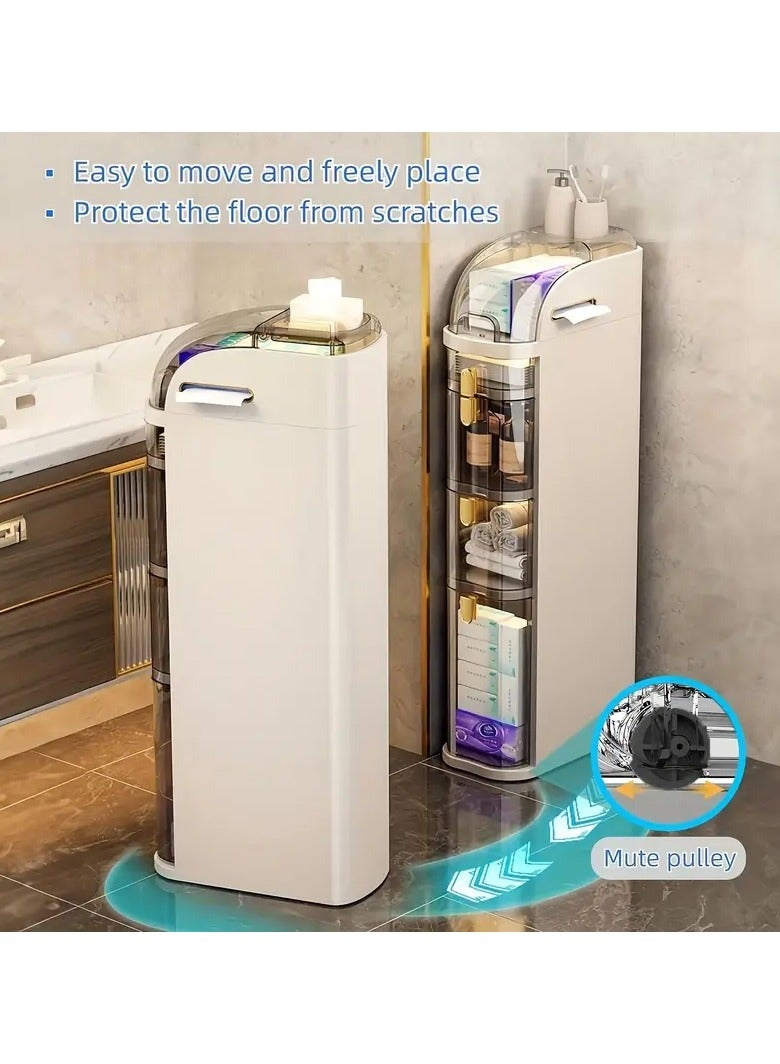DubaiGallery 3-Tier Slim Bathroom Storage Cabinet, Waterproof Narrow Bathroom Storage Cabinet with Drawers Toilet Paper Holder, Movable Bathroom Organizers for Small Space, Kitchen, Laundry,Bedroom - Image 2