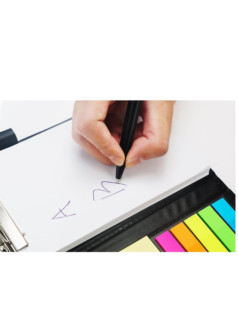 Sticky Notes Notebooks Colored  Markers Bundle Set, Rectangular and Index Tabs Flags Organizer, W/Fashion Ballpoint Pen, Leather Look Design Holder, Office Teacher Gift - Image 4