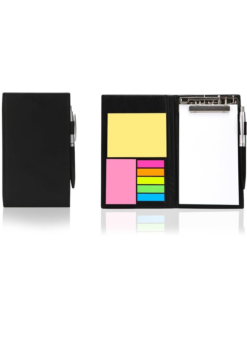 Sticky Notes Notebooks Colored  Markers Bundle Set, Rectangular and Index Tabs Flags Organizer, W/Fashion Ballpoint Pen, Leather Look Design Holder, Office Teacher Gift - Image 1