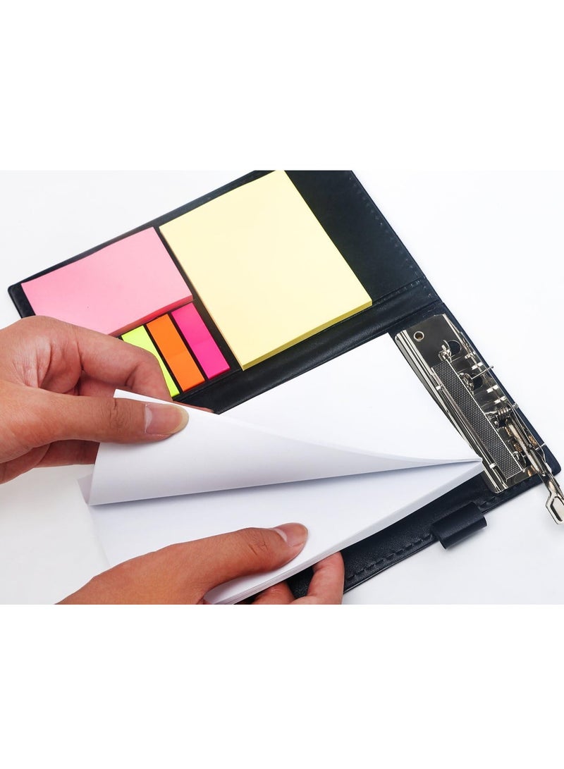 Sticky Notes Notebooks Colored  Markers Bundle Set, Rectangular and Index Tabs Flags Organizer, W/Fashion Ballpoint Pen, Leather Look Design Holder, Office Teacher Gift - Image 3
