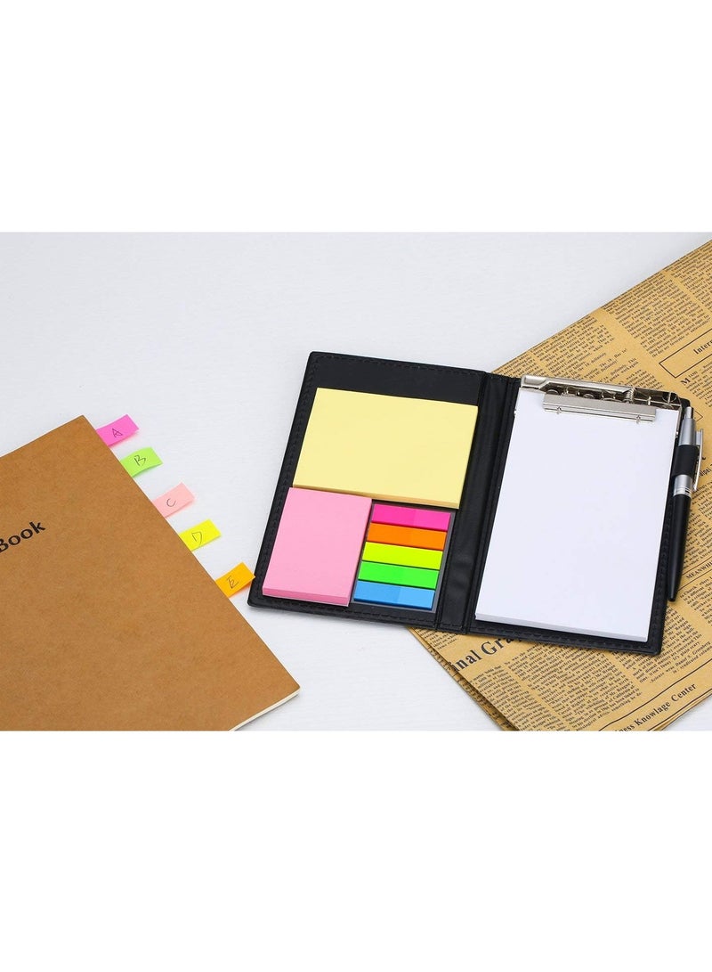 Sticky Notes Notebooks Colored  Markers Bundle Set, Rectangular and Index Tabs Flags Organizer, W/Fashion Ballpoint Pen, Leather Look Design Holder, Office Teacher Gift - Image 5