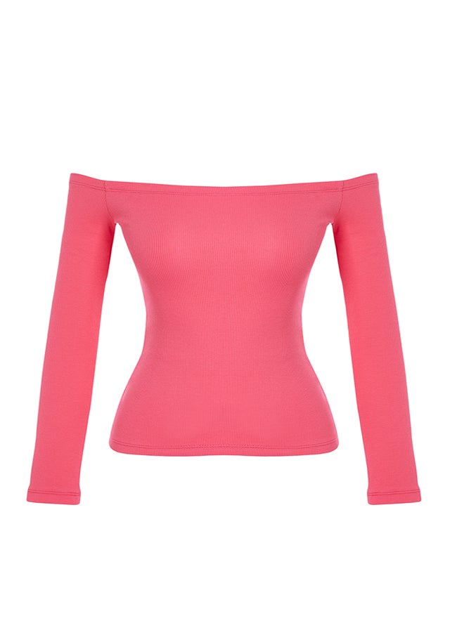 Pink Carmen Collar Regular Length Fitted Ribbed Stretchy Knitted Blouse TWOAW25BZ00034 - pzsku/Z30C92231A6235D5459E5Z/45/_/1730941782/8bdbebd3-bc4a-4630-88fe-5879de9ce5e6