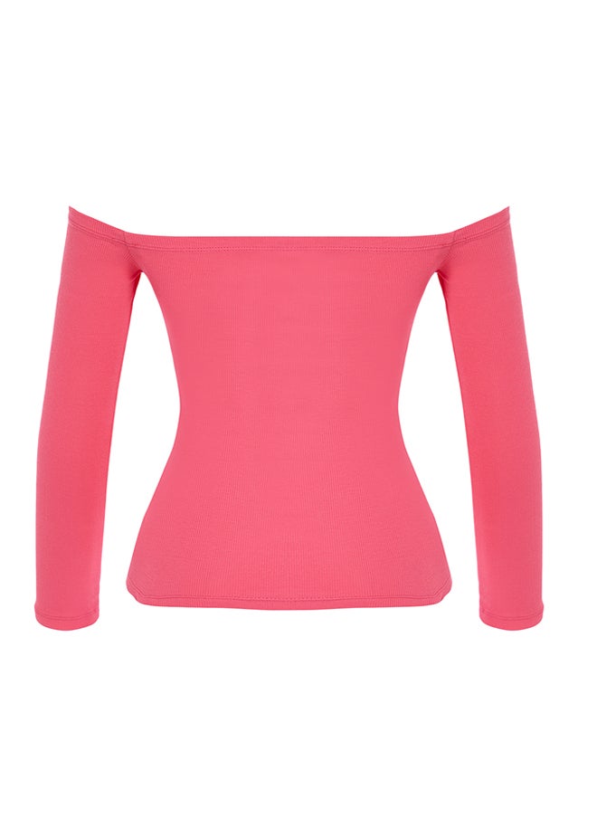 Pink Carmen Collar Regular Length Fitted Ribbed Stretchy Knitted Blouse TWOAW25BZ00034 - pzsku/Z30C92231A6235D5459E5Z/45/_/1730941784/fe47fc01-4d13-494b-a7b5-4e7080712b3c