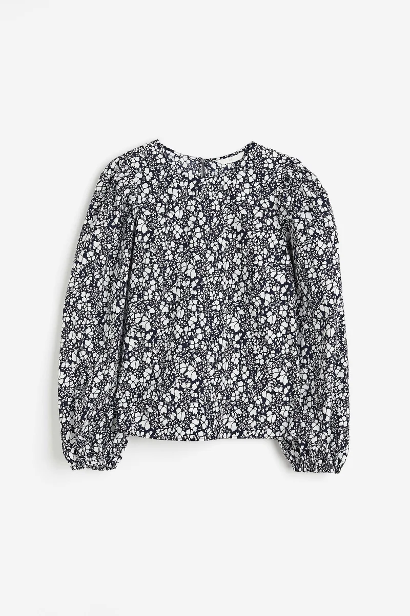H&M Floral Print Balloon Sleeve Top