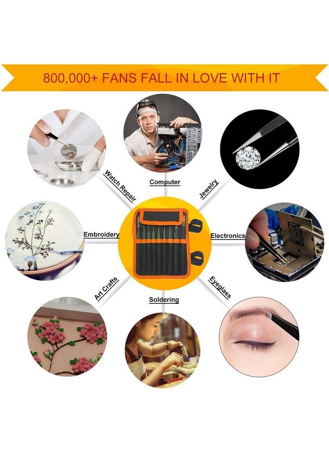 AI Tweezers Precision Tweezer Set Craft Tweezers Soldering Tweezers Jewelry Tweezers Ingrown Tweezers Eyelash Extension Tweezers Eyebrow Tweezers 12 Pack Super Valued Set With Handy Case - Image 4