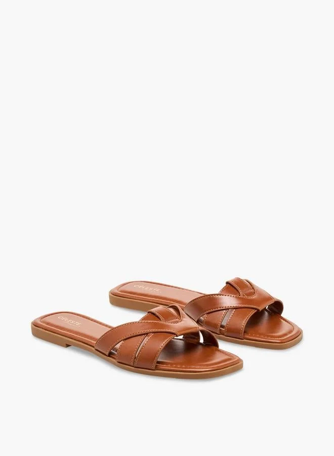 Celeste BROWN Women Slip-On Flat Sandals for Women | Best Price UAE
