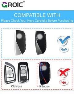 GROIC For BMW Key Fob Cover with Keychain, Chrome Silver Trim Soft TPU Car Key Shell Case for 2023 2024 BMW 7 Series 740 760i I5 I7 IX X1 X5 X6 X7 XM, BMW Accessories Key Protector（White）  - Image 2