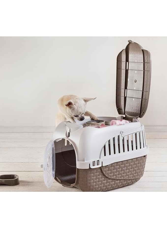 BAMACAR صندوق نقل الحيوانات الأليفة من باما | حامل حيوانات أليفة متين وآمن | تصميم جيد التهوية وسهل التنظيف | مثالي للقطط والكلاب الصغيرة - Image 1