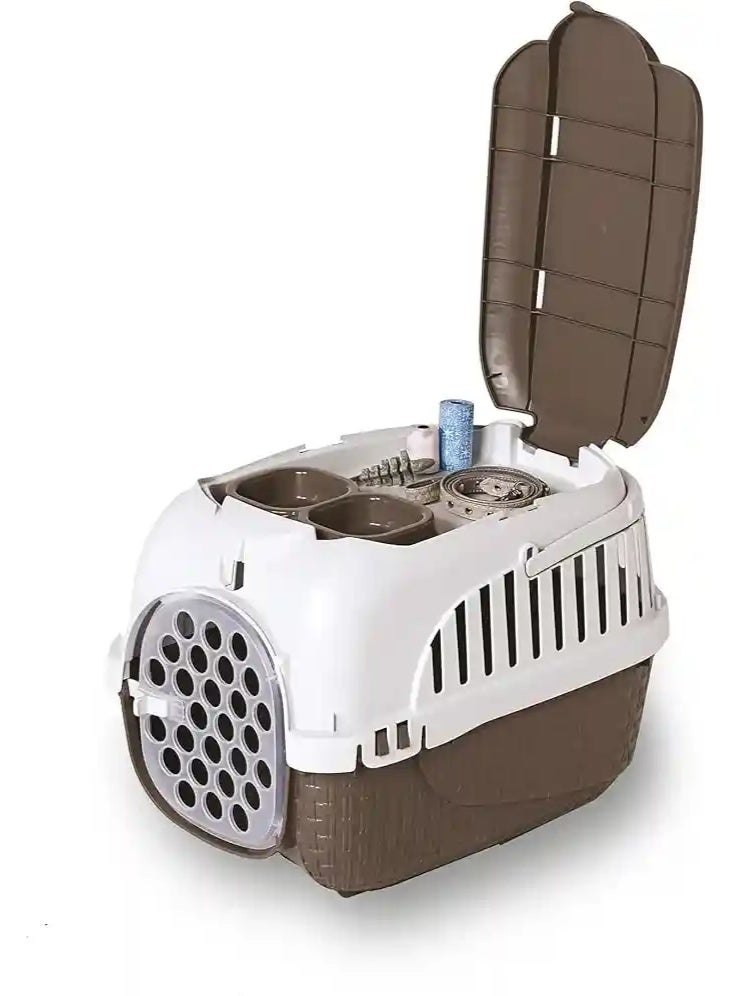 BAMACAR صندوق نقل الحيوانات الأليفة من باما | حامل حيوانات أليفة متين وآمن | تصميم جيد التهوية وسهل التنظيف | مثالي للقطط والكلاب الصغيرة - Image 4