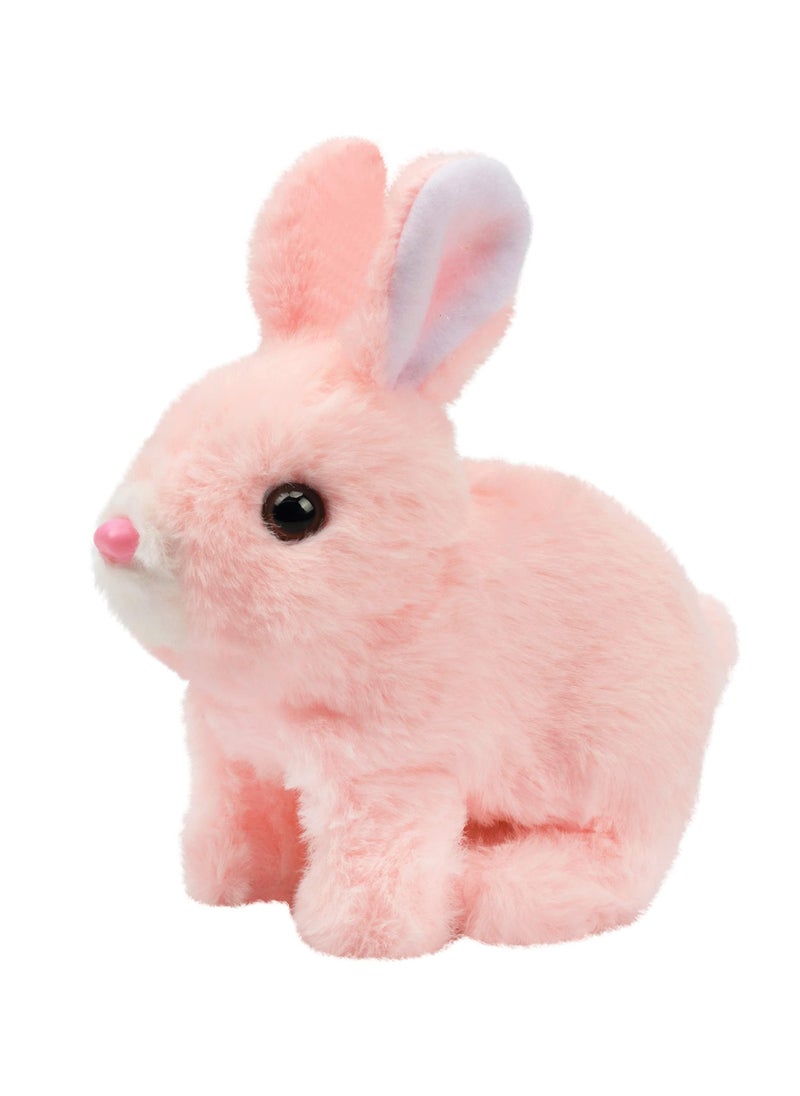 Interactive Electronic Pet, Hopping Rabbit Plush Toy, Animated Walking, Twitching Nose & Ears, Toddler Gift, Birthday Present (Pink)