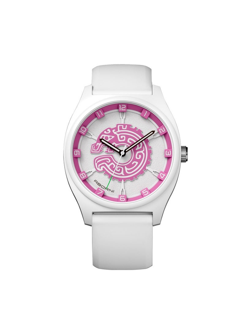 xozgdovg Young female students watch waterproof barrel silicone belt Shi Ying women's watch /YBN8866 white rose red silicone belt.  - Image 1