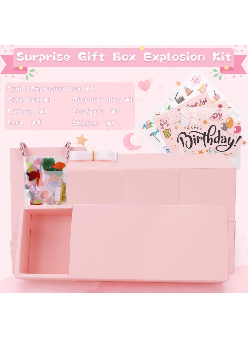 Luckam 3D Explosion Surprise Gift Box for Money - DIY Folding Bouncy Cash Holder with Gift Bag, Creative Birthday Money Bank Box for Women, Men, Kids,Ideal for Parties, Celebrations & Special Events (Pink) - Image 3