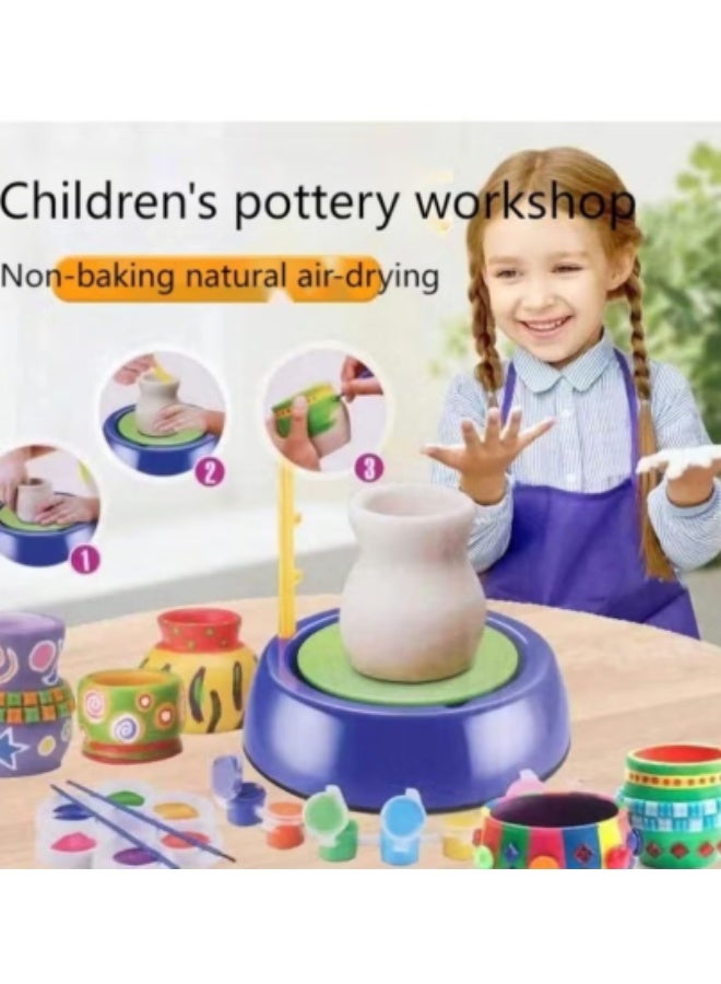 Kids Electric Pottery Wheel Kit, Complete DIY Clay Craft Studio with Air-Dry Clay, Tools, and Mini Pottery Machine, Educational Art Toy for Children, for Ages 5+, Home - Image 4