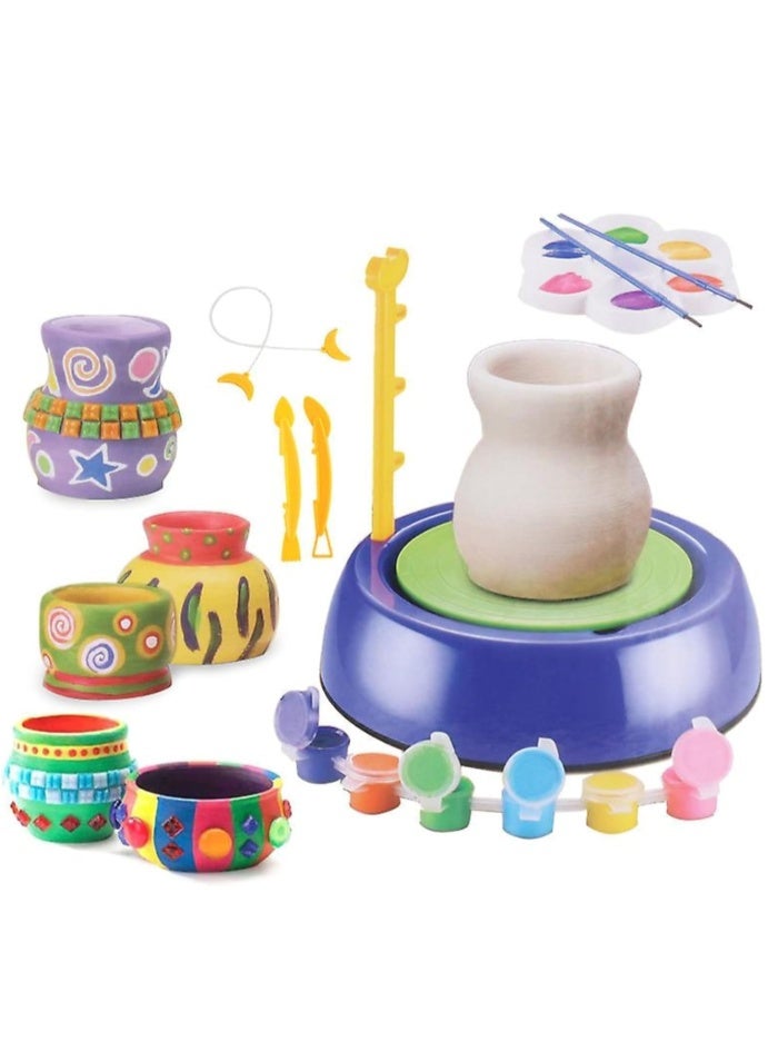 Kids Electric Pottery Wheel Kit, Complete DIY Clay Craft Studio with Air-Dry Clay, Tools, and Mini Pottery Machine, Educational Art Toy for Children, for Ages 5+, Home - Image 1