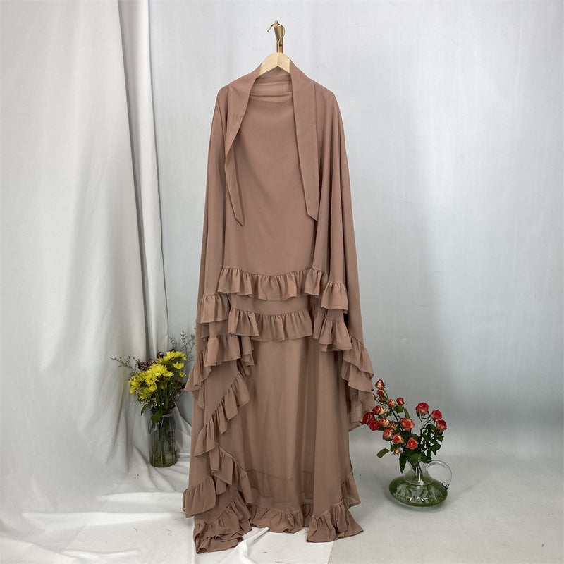 Selling Hot Chiffon Solid Color Headscarf with Wave Edge - Khimar Hijab - Image 4