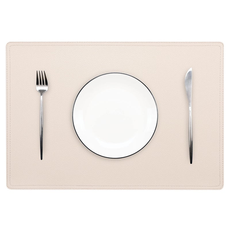 Set of 4 Faux Leather Placemats PU Table Mats Waterproof Stain Resistant Heat Resistant NonSlip Easy to Clean for Kitchen Dining TableConference Table C Beige Rectangle
