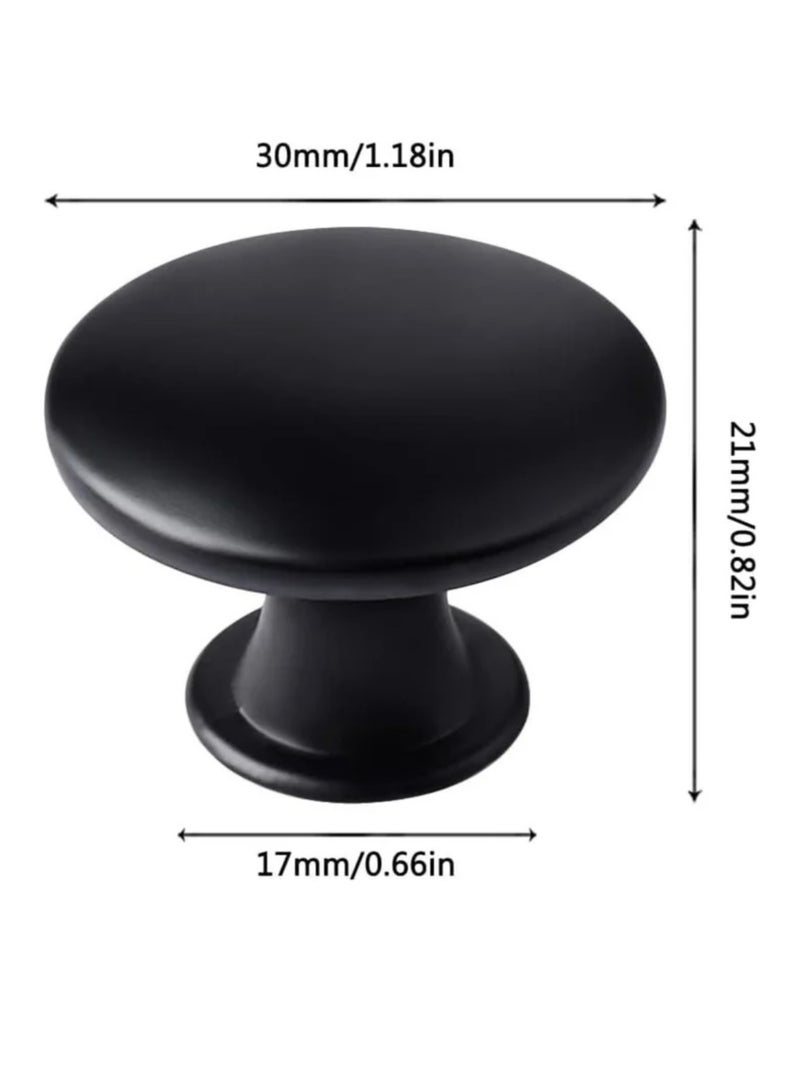 12 Pcs 30mm Black Cupboard Knobs Kitchen Cupboard Handles Cabinet Door Knobs Vintage Matted Round Drawers Cupboard with 12 Screws - Image 2