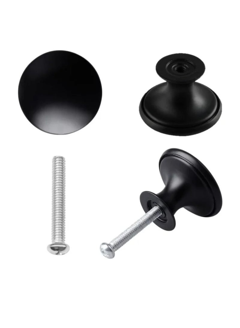 12 Pcs 30mm Black Cupboard Knobs Kitchen Cupboard Handles Cabinet Door Knobs Vintage Matted Round Drawers Cupboard with 12 Screws - Image 3