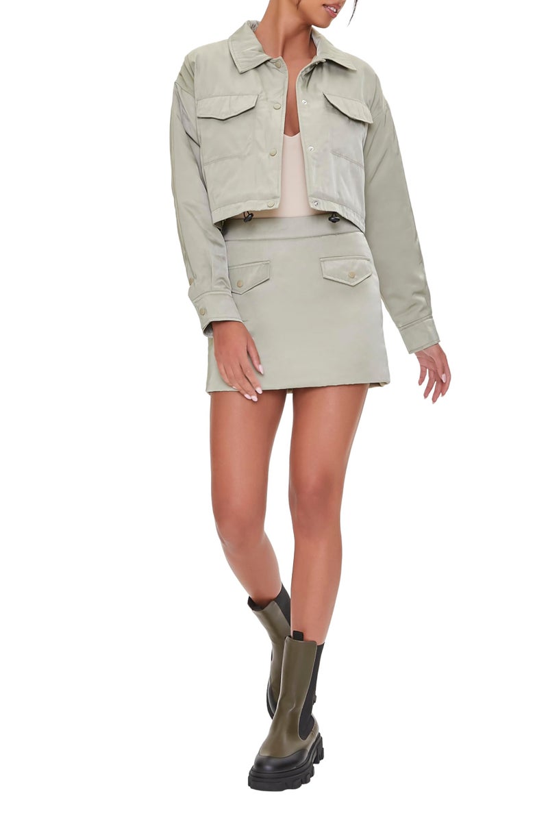 Forever 21 High-Rise Mini Skirt Sage X-Small - Image 5