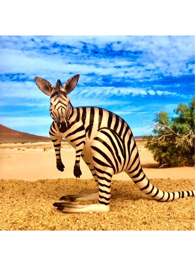 RANDIMALS Zebra Style Kangaroo Figurine Toy 5”, Premium Hard Rubber Animal Action Figure Toy, Hybrid Friend Encourages Adventure & Imagination - Image 5