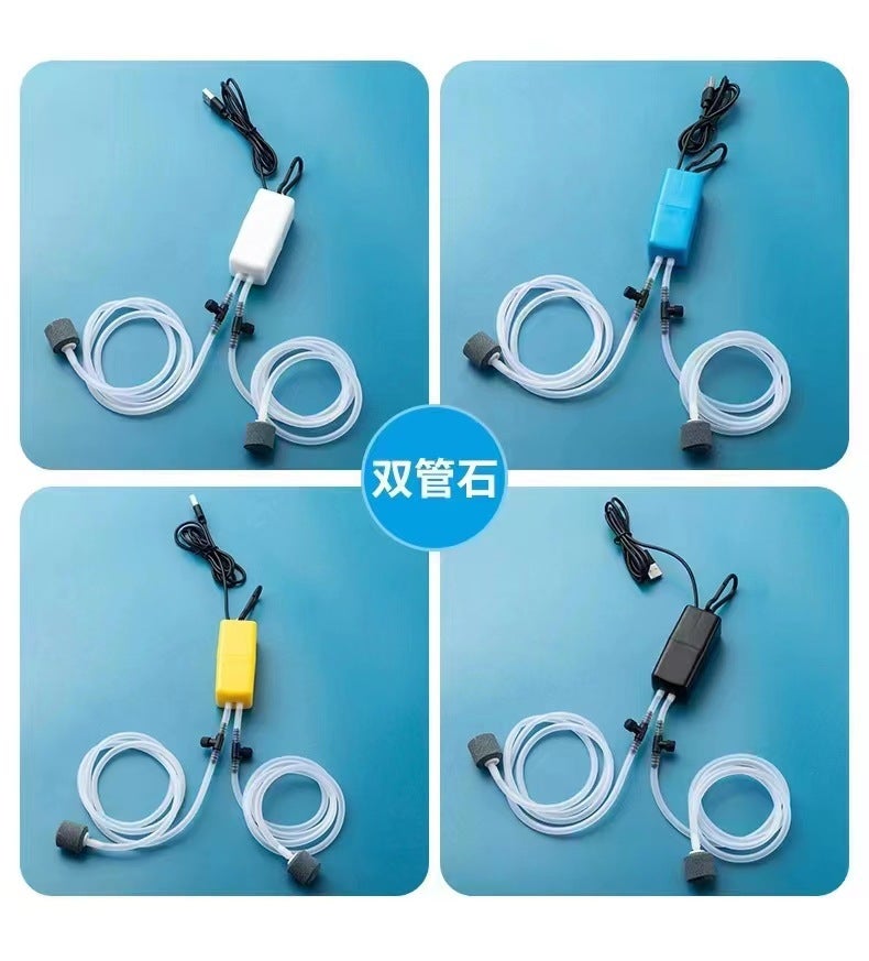 Generic Portable Mini USB Oxygen Pump for Aquarium Yellow double hole usb Air Pump (gas Stone) 