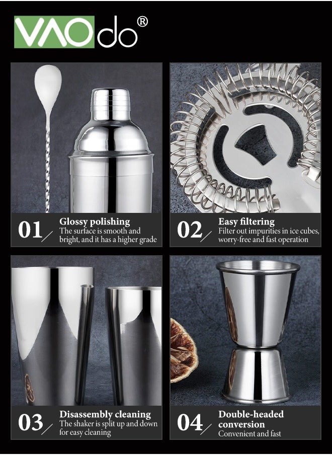 VAOdo 25PCS Cocktail Shaker Set Stainless Steel Bartender Kit with Acrylic Stand Professional Bar Tools for Drink Mixing Home Bar Party Include 4 Whiskey Stones  - Image 2