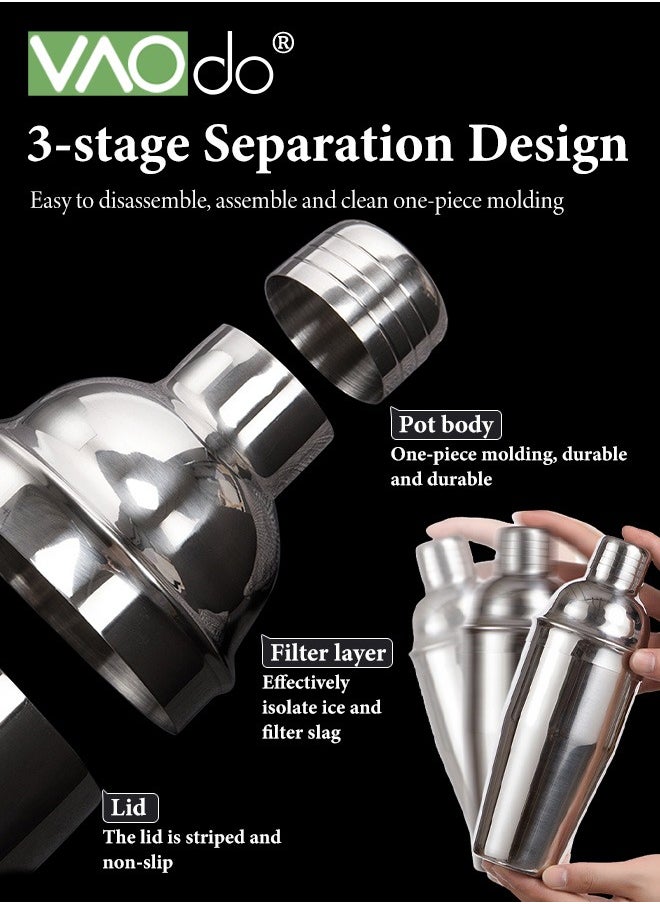 VAOdo 25PCS Cocktail Shaker Set Stainless Steel Bartender Kit with Acrylic Stand Professional Bar Tools for Drink Mixing Home Bar Party Include 4 Whiskey Stones  - Image 3