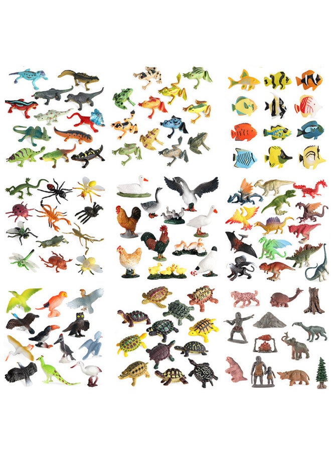 Children's Cognitive Simulation Marine Wildlife Model Dinosaur Toy Birds Insect Sand-table Scene Decoration Ornaments-Color:JS Mini Mavericks C [4 Sets]]