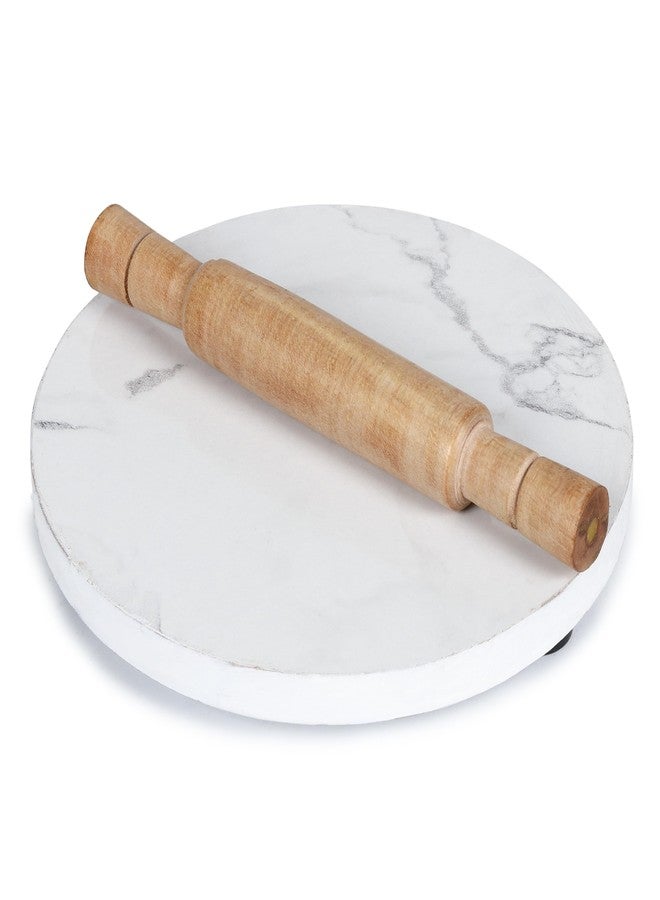 VISMAY'S Wooden Small Size Rolling Pin/Belan and Rolling Board/Chakla for Cooking Purpose_Specially for Kids(15 cm) (Colors Assorted) (White) - Image 1