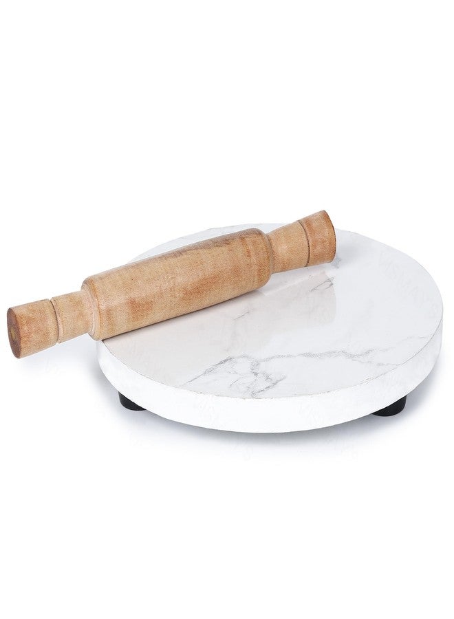 VISMAY'S Wooden Small Size Rolling Pin/Belan and Rolling Board/Chakla for Cooking Purpose_Specially for Kids(15 cm) (Colors Assorted) (White) - Image 5