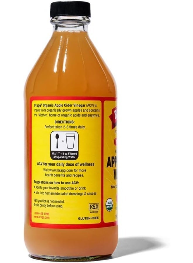 Bragg Organic Apple Cider Vinegar with the mother - Organic apple cider vinegar with vinegar nut, raw and unfiltered - 473 ml - Image 3