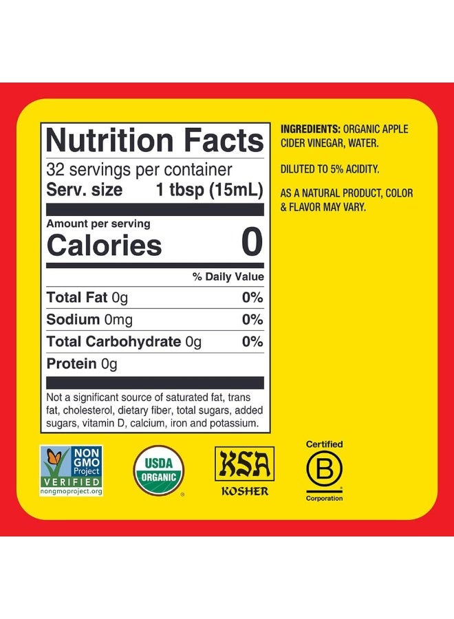 Bragg Organic Apple Cider Vinegar with the mother - Organic apple cider vinegar with vinegar nut, raw and unfiltered - 473 ml - Image 4