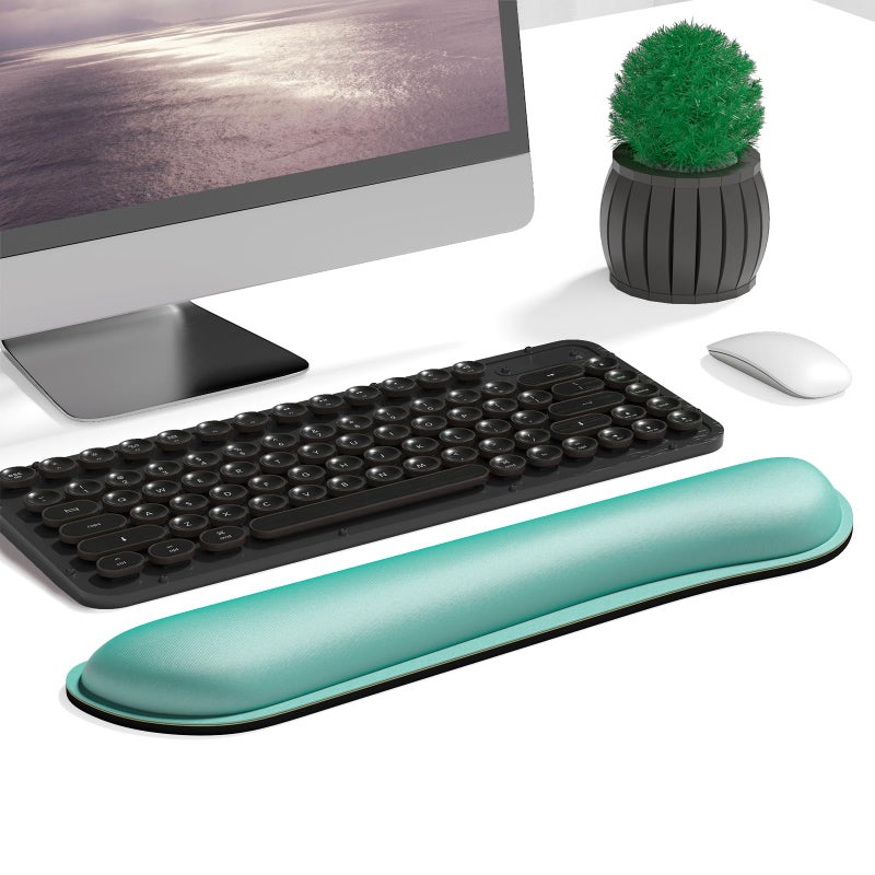 Dapesuom Enlarge Keyboard Wrist Rest Pad, Cute Memory Foam Wrist Rest for Computer Keyboard, Ergonomic Keyboard Mouse Wrist Support for Typing Pain Relief, Comfort for Office, Gaming, Laptop, Green - Image 2