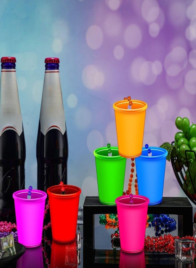 سوريو مجموعة Sureio من 24 قطعة من قلادات أكواب المشروبات الغازية المضيئة، أكواب بلاستيكية نيون تتوهج في الظلام، مزينة بالخرز، مثالية للهالوين، الكريسماس، حفلات الزفاف، هدايا الحفلات المضيئة، 6 ألوان - Image 5