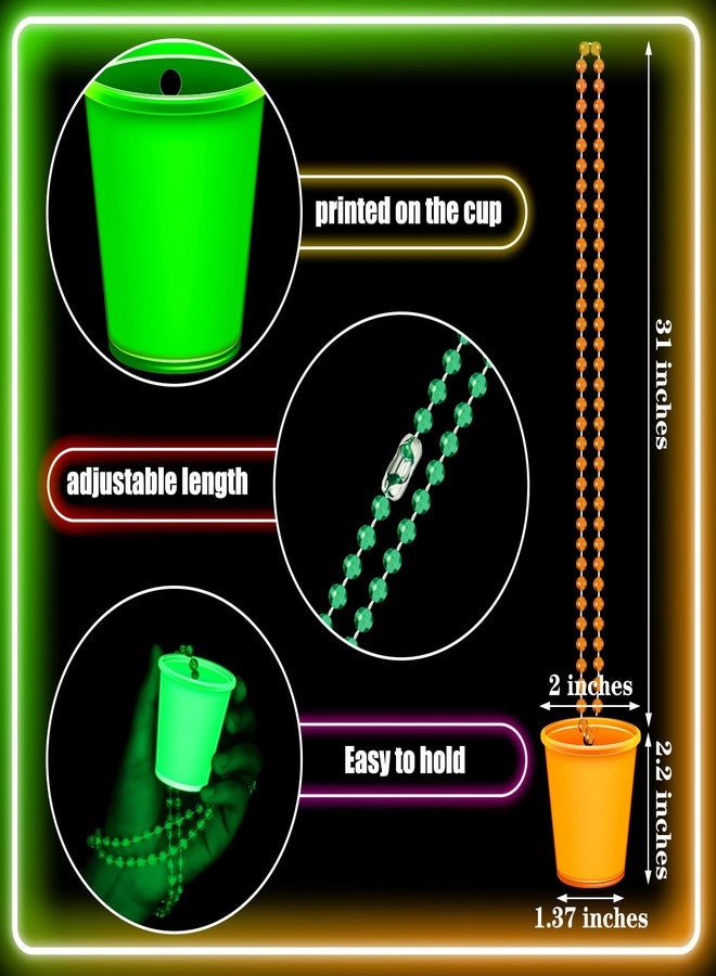 سوريو مجموعة Sureio من 24 قطعة من قلادات أكواب المشروبات الغازية المضيئة، أكواب بلاستيكية نيون تتوهج في الظلام، مزينة بالخرز، مثالية للهالوين، الكريسماس، حفلات الزفاف، هدايا الحفلات المضيئة، 6 ألوان - Image 2