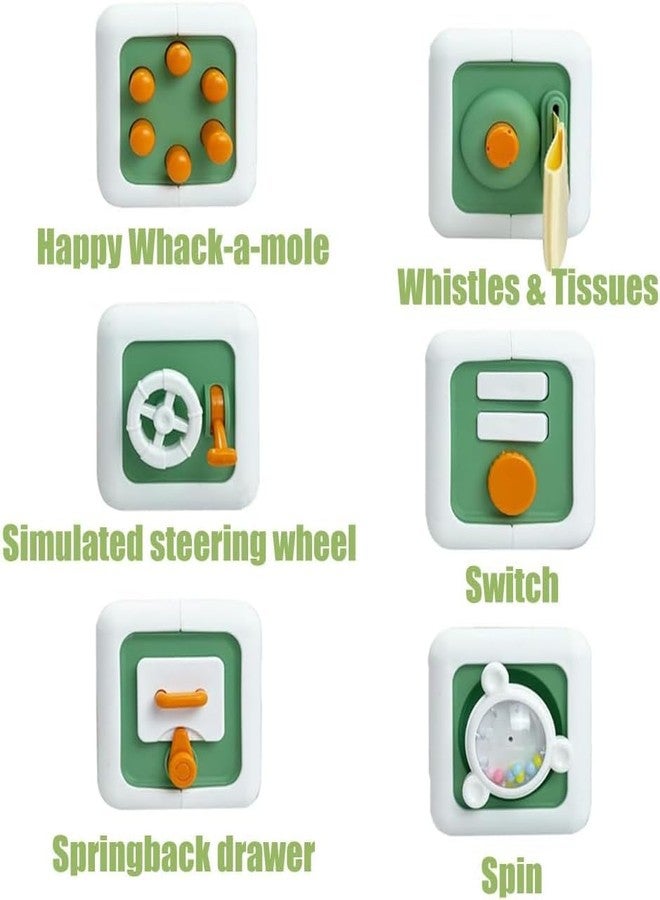 Hexwell مكعب هيكسويل 6 في 1 للأنشطة الحسية للأطفال الصغار - ألعاب مونتيسوري مزودة بمفاتيح محاكاة، وعجلة قيادة، ودرج، وميزات دوارة ممتعة - للأطفال من عمر سنة إلى 3 سنوات (بنين وبنات) - Image 4