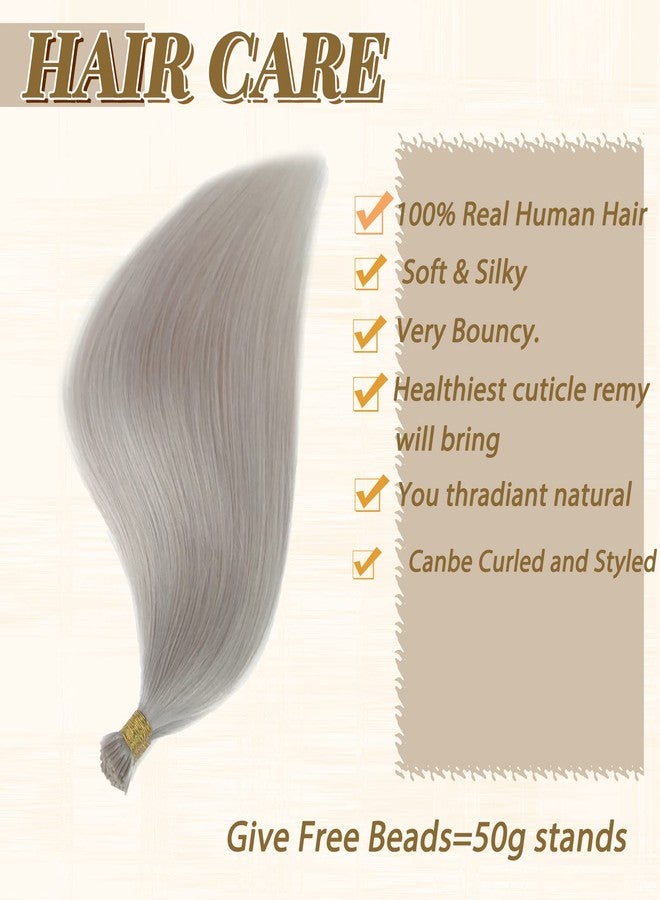 Smavida Real Straight Sliver I Tip Hair Extensions Human Hair, Platinum Sliver Colored Itip Human Hair Extensions for Women,100% Remy Brazilian Hair Invisible Itips 22 inch 1g/s 50 Strands 50g/pack Full Ends - Image 4