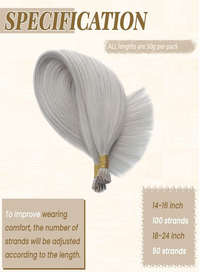 Smavida Real Straight Sliver I Tip Hair Extensions Human Hair, Platinum Sliver Colored Itip Human Hair Extensions for Women,100% Remy Brazilian Hair Invisible Itips 22 inch 1g/s 50 Strands 50g/pack Full Ends - Image 5