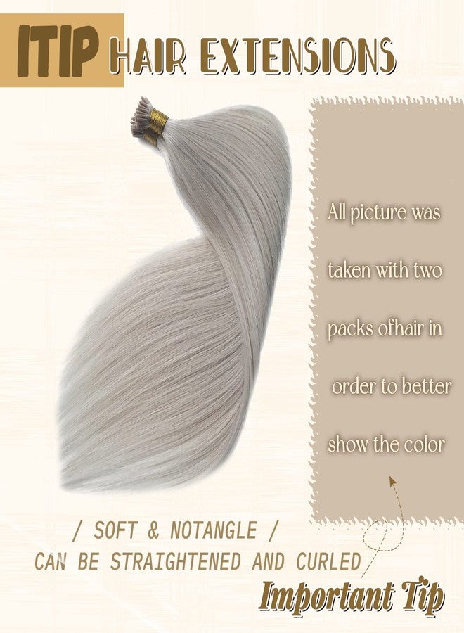 Smavida Real Straight Sliver I Tip Hair Extensions Human Hair, Platinum Sliver Colored Itip Human Hair Extensions for Women,100% Remy Brazilian Hair Invisible Itips 22 inch 1g/s 50 Strands 50g/pack Full Ends - Image 2