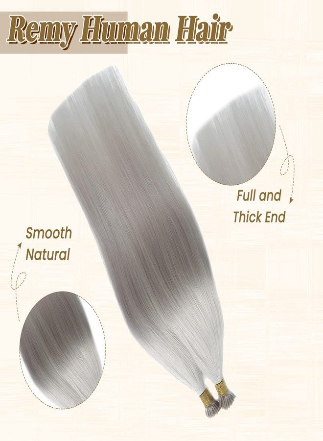 Smavida Real Straight Sliver I Tip Hair Extensions Human Hair, Platinum Sliver Colored Itip Human Hair Extensions for Women,100% Remy Brazilian Hair Invisible Itips 22 inch 1g/s 50 Strands 50g/pack Full Ends - Image 3