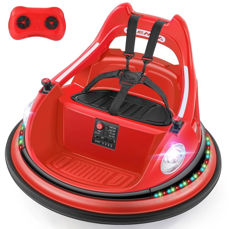 ELEMARA Kids Bumper Car 19mph Max 12V Electric Car for Toddlers 360Spin Bumping Car with Music 5 Lighting Mode DIY Stickers Ride on Car with Remote Control 2Speed 2 Driving Mode Red - Image 3