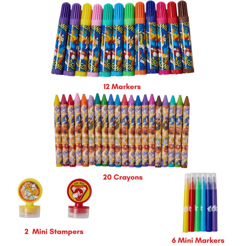Innovative Designs Sonic The Hedgehog Coloring Art Set for Kids with Stickers and Stampers, 150+ Pieces - Image 2